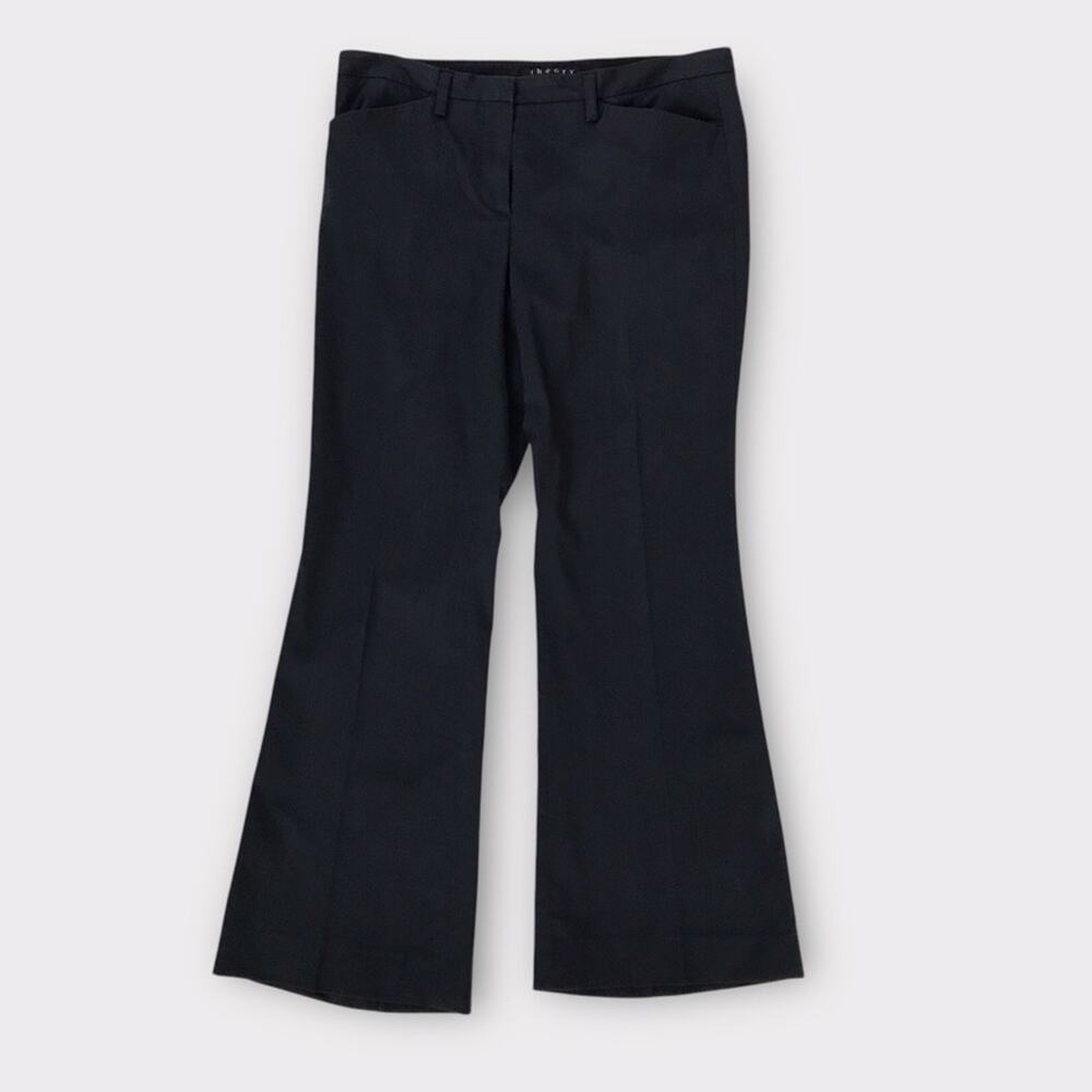 Theory Black Dress Pants Cotton Wool Blend Flare Boot Cut & Four Pockets